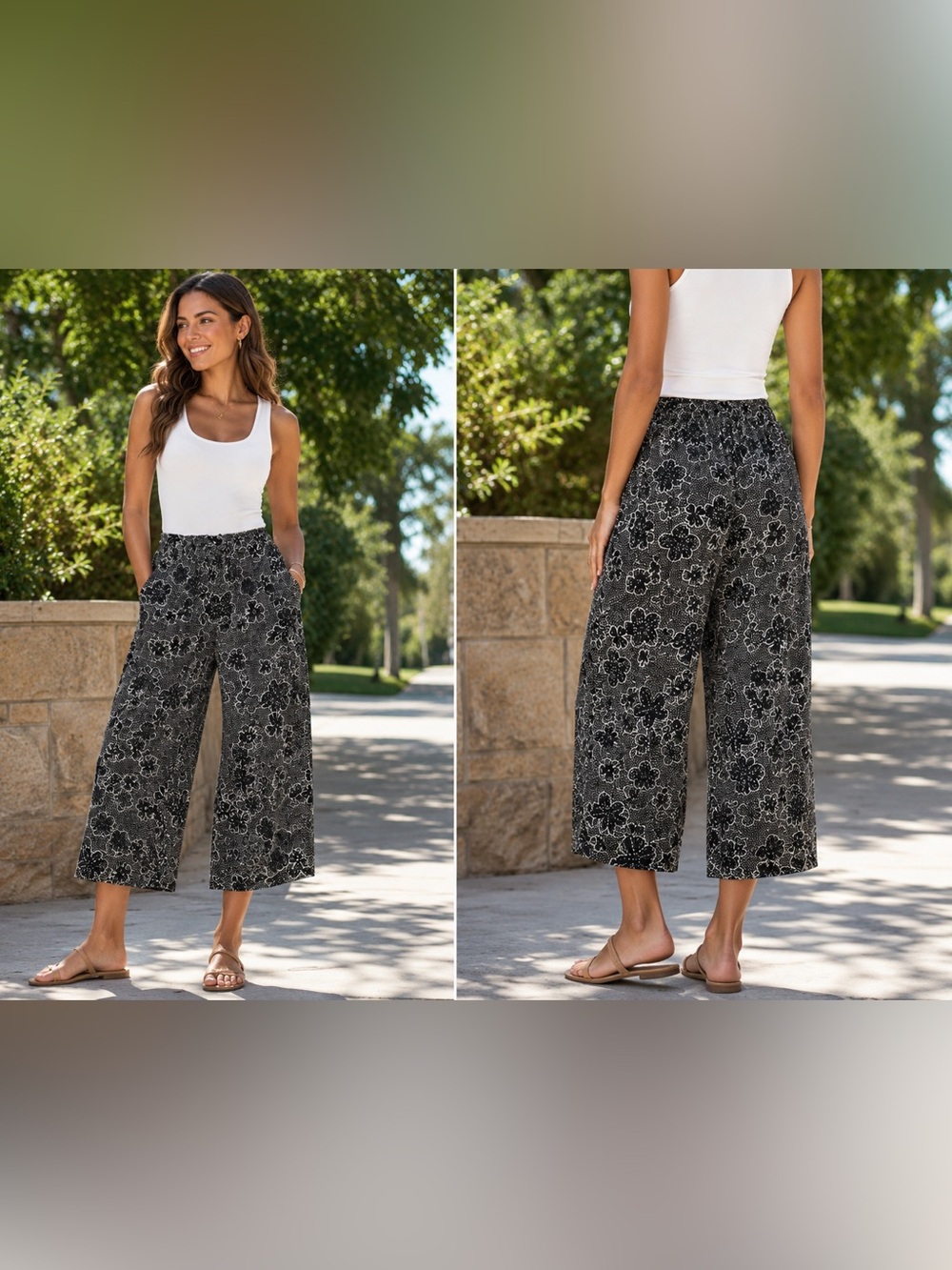 Sonoma Wide Leg Linen Viscose Blend Crop Pants size 0X‎